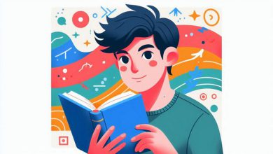 پسری در حال کتاب خواندن