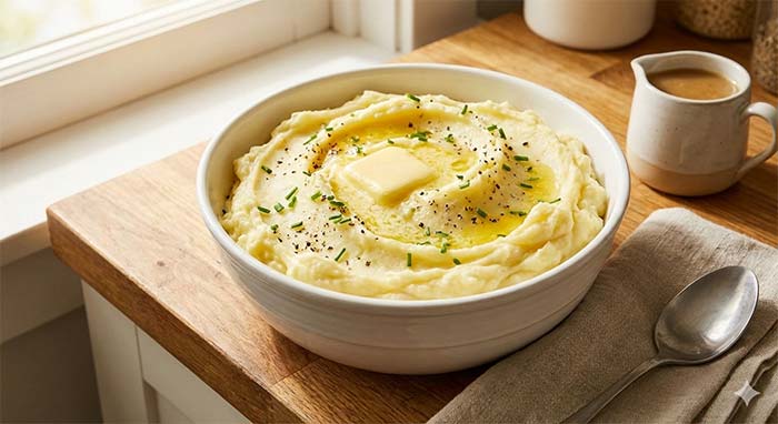سیب‌زمینی پخته با کره و نمک